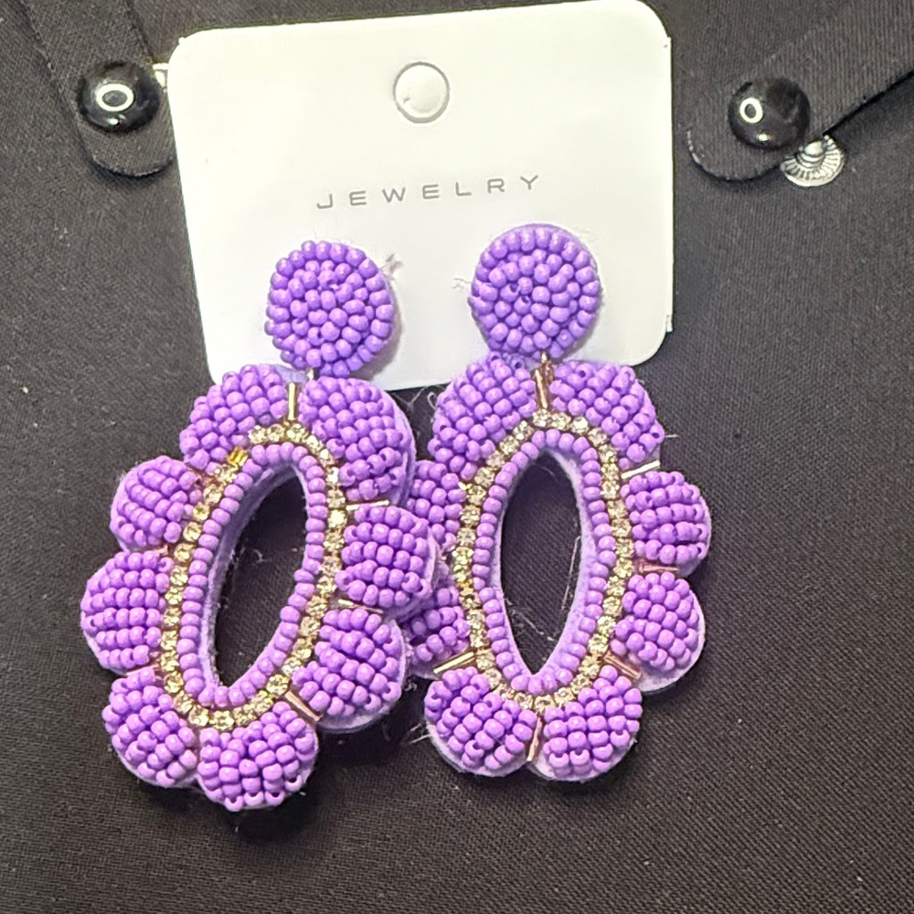 Purple Beaded Earrings